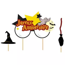 3 Topper per torta "Joyeux anniversaire" - Mago
