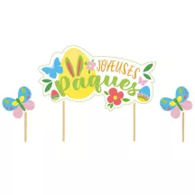 3 "Joyeuses Pâques" cake toppers