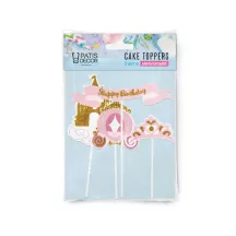 4 Cake Toppers princesse "Happy birthday"