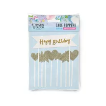 10 Cake Toppers gold "Happy Birthday"