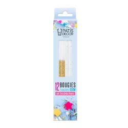 12 Tall golden glitter candles