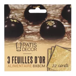3 edible gold sheets 22 carat