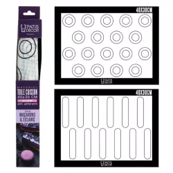 Silicone mat with macarons and eclairs prints