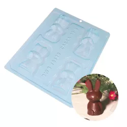 Chocolate mould rabbits in 3 parts
