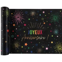 Chemin de table "Joyeux Anniversaire" festicolor noir