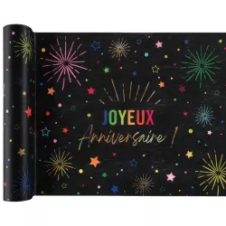 Festicolor schwarz "Joyeux Anniversaire" Tischläufer