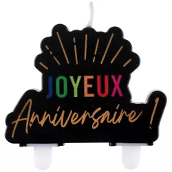 Bougie "Joyeux Anniversaire" festicolor noir