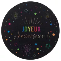 10 Festicolour black "Joyeux Anniversaire" decoration to spread