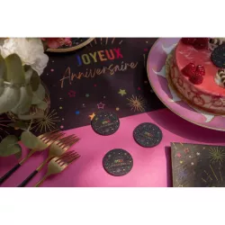 10 Festicolour black "Joyeux Anniversaire" decoration to spread