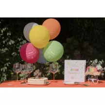 6 Coloured balloons "Joyeux Anniversaire" festicolor
