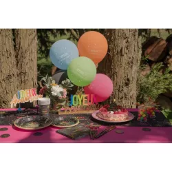 6 Coloured balloons "Joyeux Anniversaire" festicolor