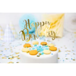 1 cake topper Happy Birthday - oro