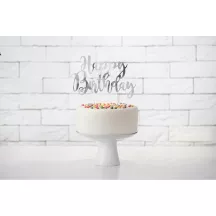 1 Cake topper Buon compleanno - argento