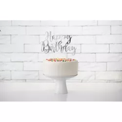 1 Cake topper Happy Birthday - silver