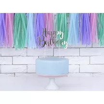 1 Cake Topper Happy Birthday - silber