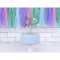 1 Cake topper Happy Birthday - silver