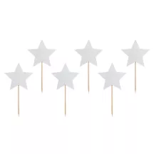 Cupcake Topper silberne Sterne 6 Stück - Edle Cake Topper Sterne
