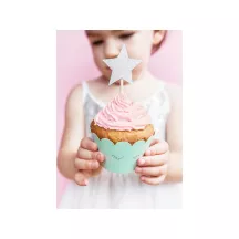 Cupcake Topper silberne Sterne 6 Stück - Edle Cake Topper Sterne