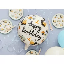 Folienballon "Happy birthday" Baustelle