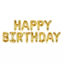 Gold "Happy Birthday" balloons