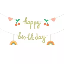Goldene Glitzer Girlande "Happy birthday"