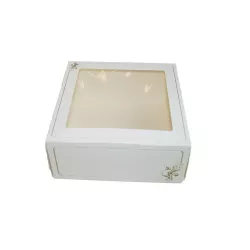 Scatola per torte con finestra Bianco/Oro, 19 x 19 x 8 cm