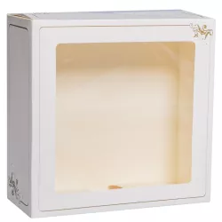 Scatola per torte con finestra Bianco/Oro, 19 x 19 x 8 cm