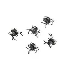 10 black plastic spiders