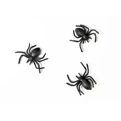 10 black plastic spiders