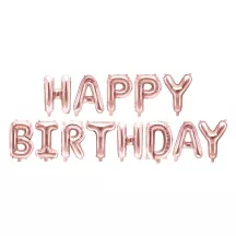Pink gold "Happy Birthday" balloons
