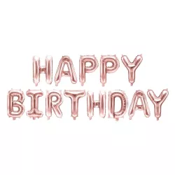 Pink gold "Happy Birthday" balloons