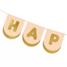 Ghirlanda "Happy Birthday" rosa e oro