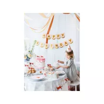 Pink and golden "Happy Birthday" garland