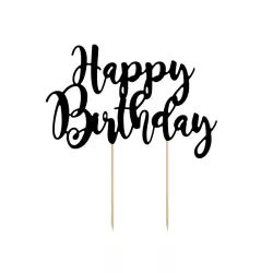 1 Cake Topper noir - Happy Birthday