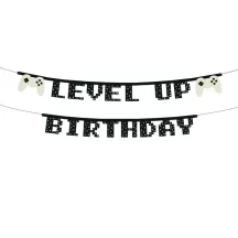 Videospiele Girlande "Level up Birthday"