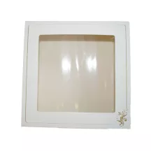 Tortenbox mit Fenster Weiss/Gold, 28 x 28 x 12 cm