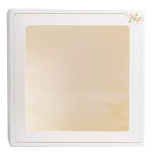 Tortenbox mit Fenster Weiss/Gold, 28 x 28 x 12 cm