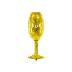 1 bicchiere da champagne con palloncini in foil 3D