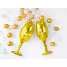 1 bicchiere da champagne con palloncini in foil 3D