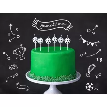 6 candles "soccer balls"