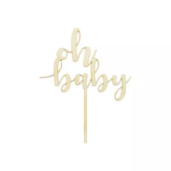 Cake Topper in wood "Oh Baby"