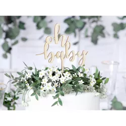 Cake Topper in wood "Oh Baby"