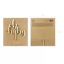Cake Topper in wood "Oh Baby"