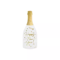20 tovaglioli per bottiglie "Happy New Year" bianchi e dorati