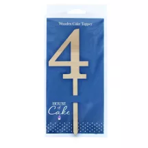 Holz Cake Topper - Zahl: 4