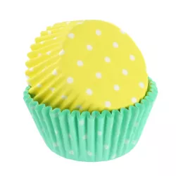 50 mint and yellow cupcake cases