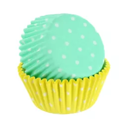 50 mint and yellow cupcake cases