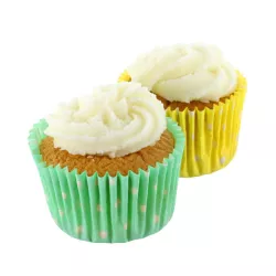 Contenitori per cupcake gialli e alla menta