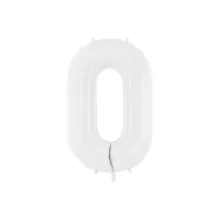 Large white number balloon - Number: 0