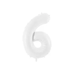 Large white number balloon - Number: 6